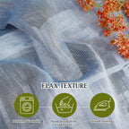 Nicetown Linen Textured Semi Sheer Curtains 84 Inches Length, Eyelet Top Bedroom Window Privacy Translucent Light Filtering Flax