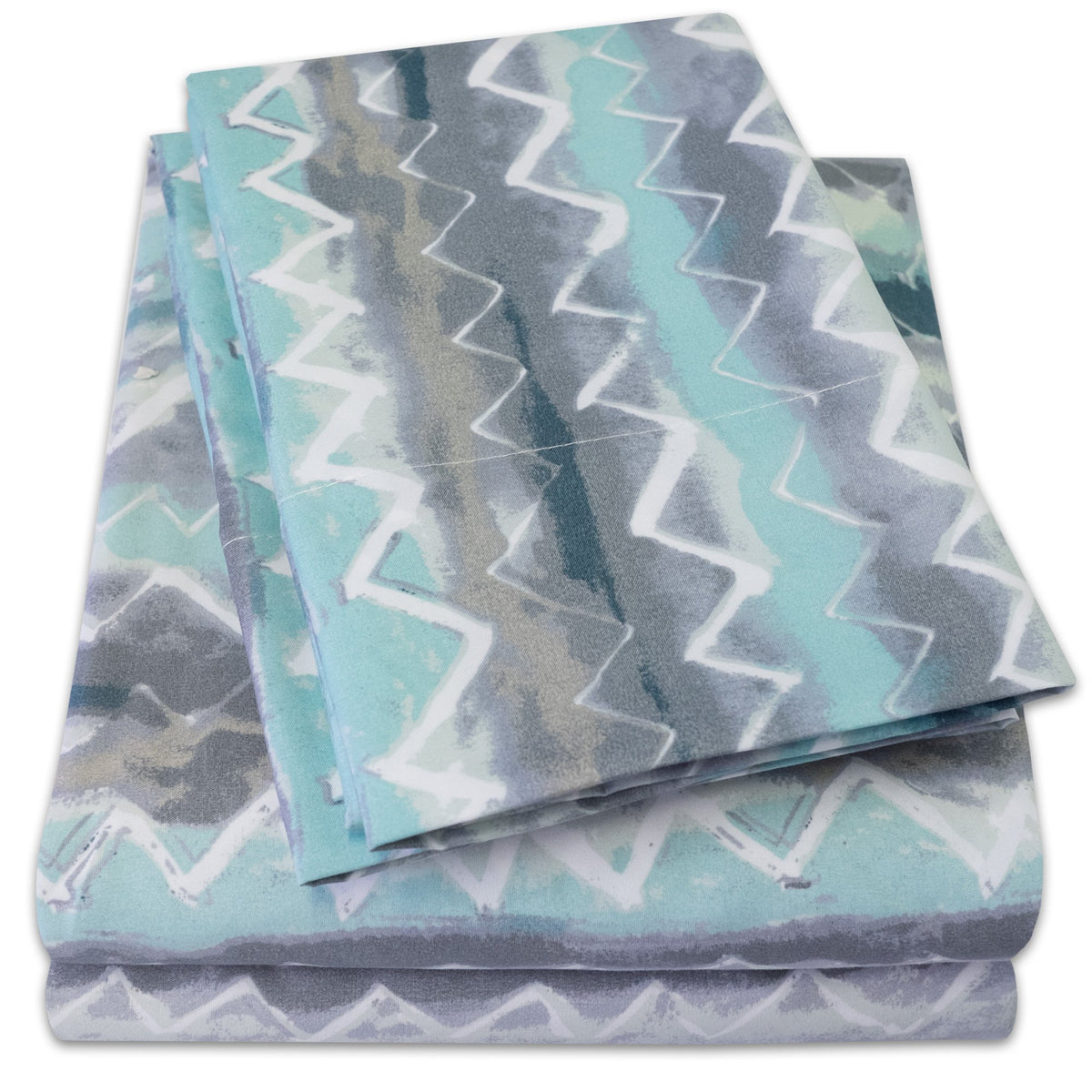 1500 Supreme Collection Extra Soft Summerset Ocean Vibe Chevron Pattern Sheet Set, Queen - Luxury Bed Sheets Set With Deep Pocke