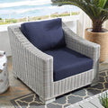 Modway Conway Sunbrella Outdoor Patio Wicker Rattan, Armchair, Light Gray Navy