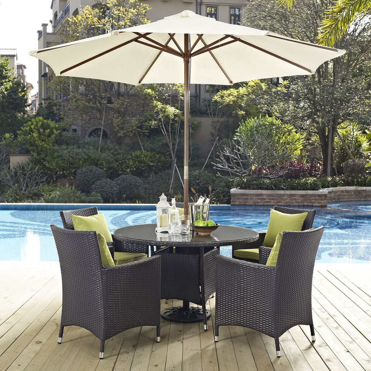 Convene 7 Piece Outdoor Patio Dining Set, Espresso Peridot Size : 47&quot;Lx47&quot;Wx29&quot;H