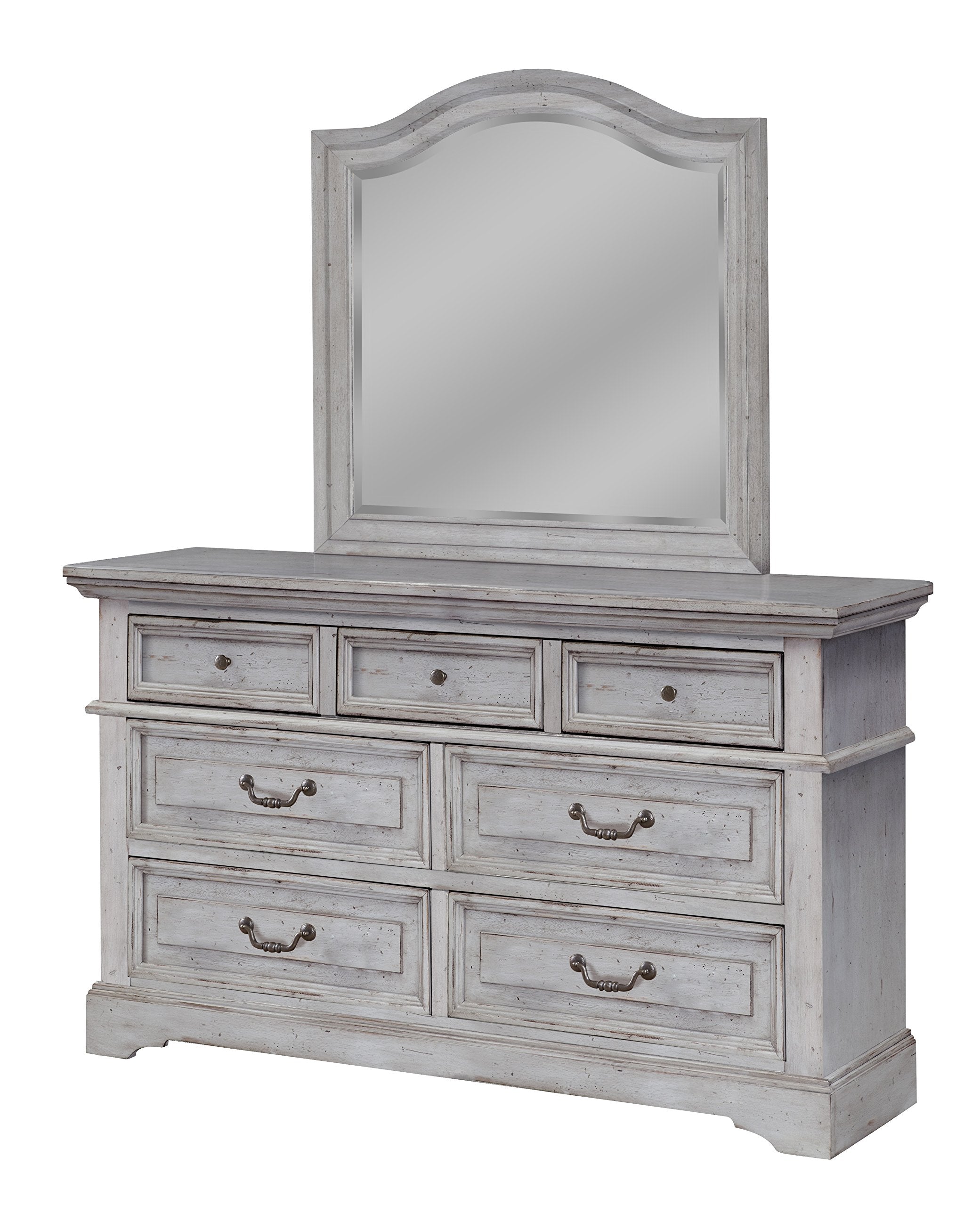 American Woodcrafters Stonebrook Dresser & Mirror, 1, Antique Grey