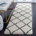 SAFAVIEH Hudson Shag Collection Runner Rug - 23 x 8, Ivory & Green, Modern Trellis Design, Non-Shedding & Easy Care, 2-inch Th