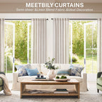 Meetbily 63 Inch Length Linen Back Tab Curtains For Living Room 2 Panels Natural Light Filtering Semi Sheer Boho Curtain Drapes