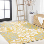 Jonathan Y Smb110G-3 Zinnia Modern Floral Textured Weave Indoor Outdoor Area-Rug, Bohemian Coastal Mediterranean Easy-Cleaning,B