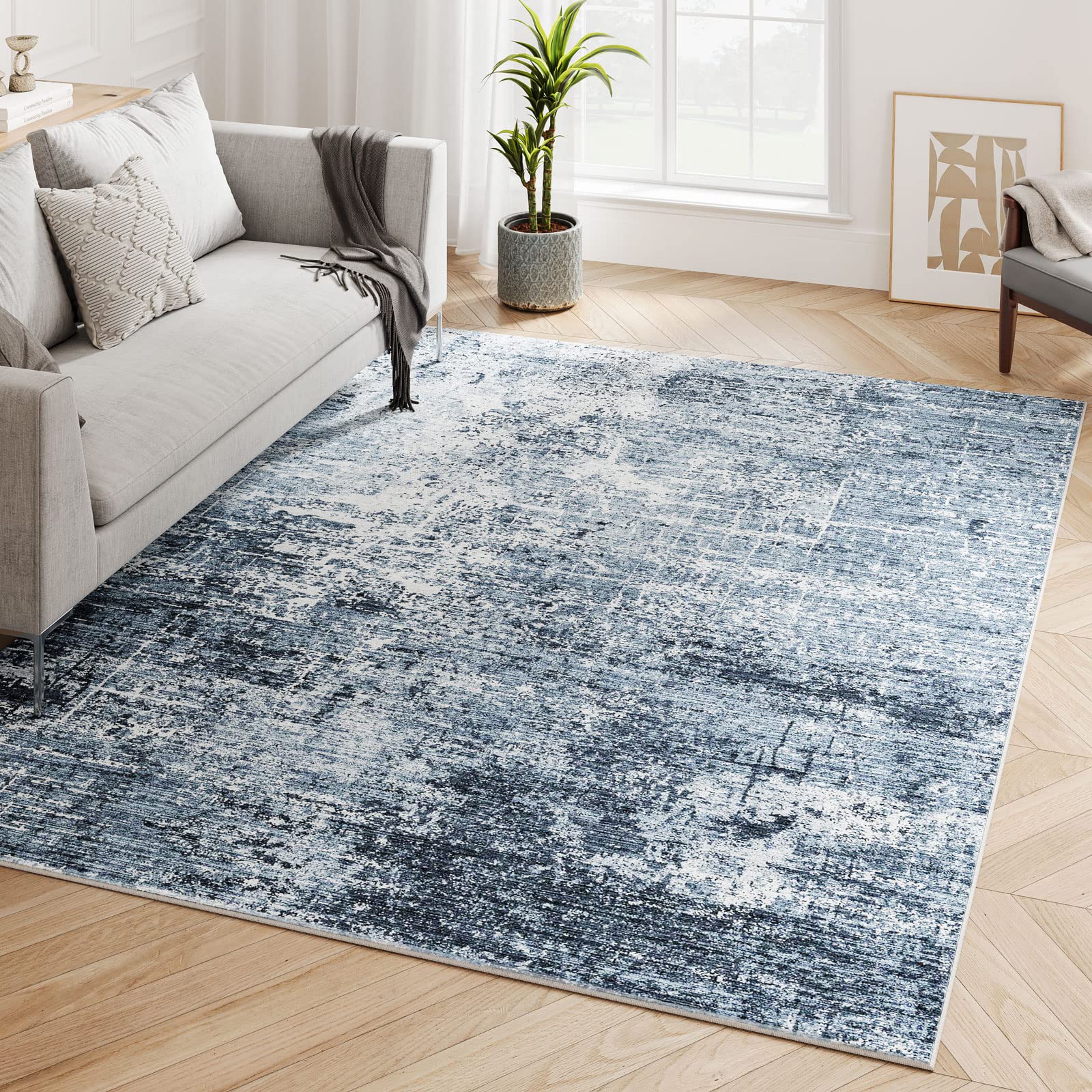 Dripex Abstract Contemporary Area Rugs, Washable 6x9 Area Rug Non-Slip Backing Soft Fluffy Carpet for Bedroom Living/Dining/Kids