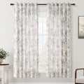 Floral Linen Curtains 80 Inch Length 2 Panels For Dining Room Neutral Cream Black Pattern Printed Curtains Living Room Back Tab