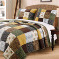 Cozy Line Home Fashions Andy Mustard Yellow Country Farmhouse Real Patchwork Quilt Bedding Set, 100% Cotton Reversible Coverlet,