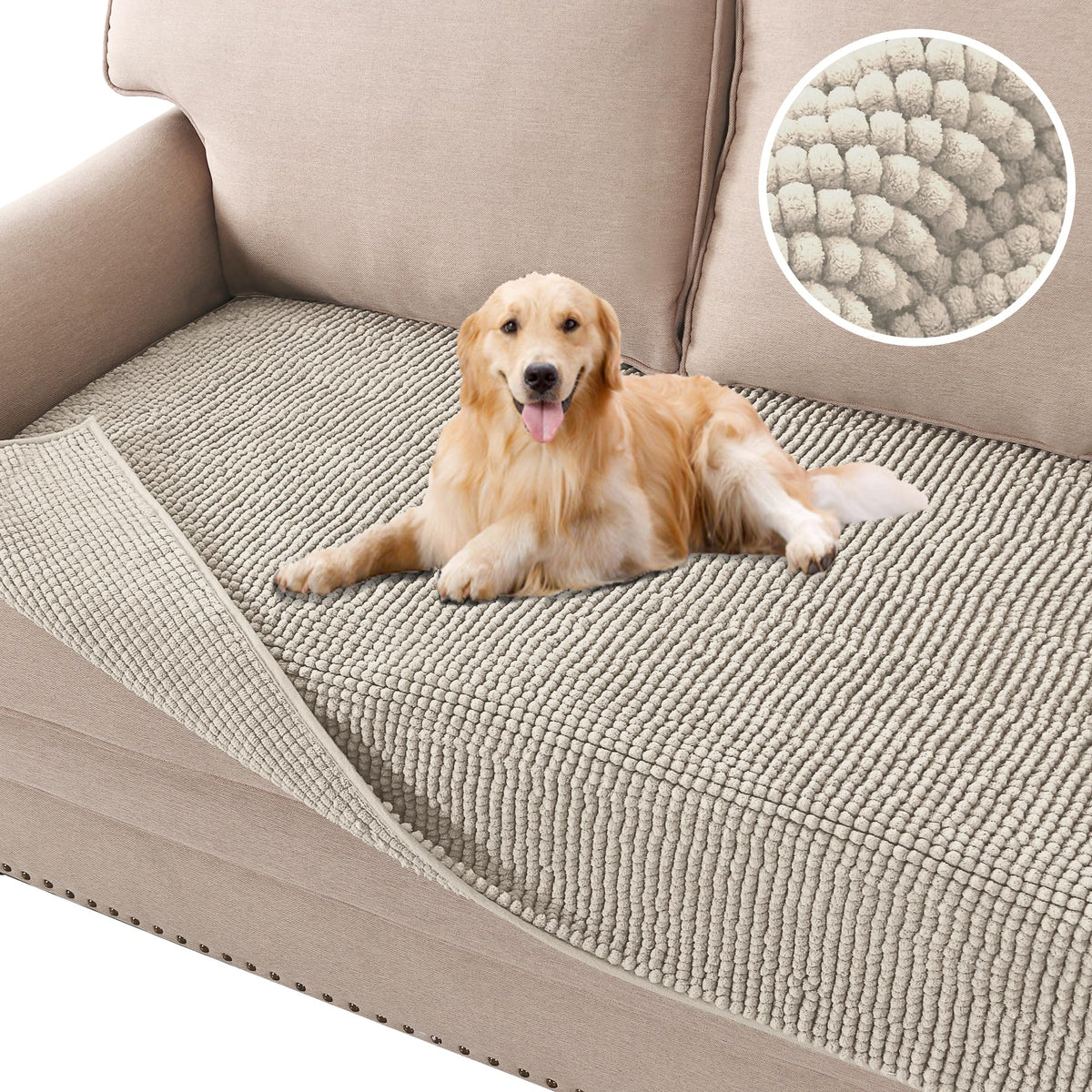 H.Versailtex Plush Chenille Dog Bed Cover Thick Soft Sofa Cover For 3 Cushion Couch Anti Slip Couch Cover Furniture Protector Fo