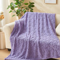 Newcosplay Super Soft Throw Blanket Lavender Love Premium Silky Flannel Fleece 3D Heart Checkered Lightweight Bed Blanket All Se