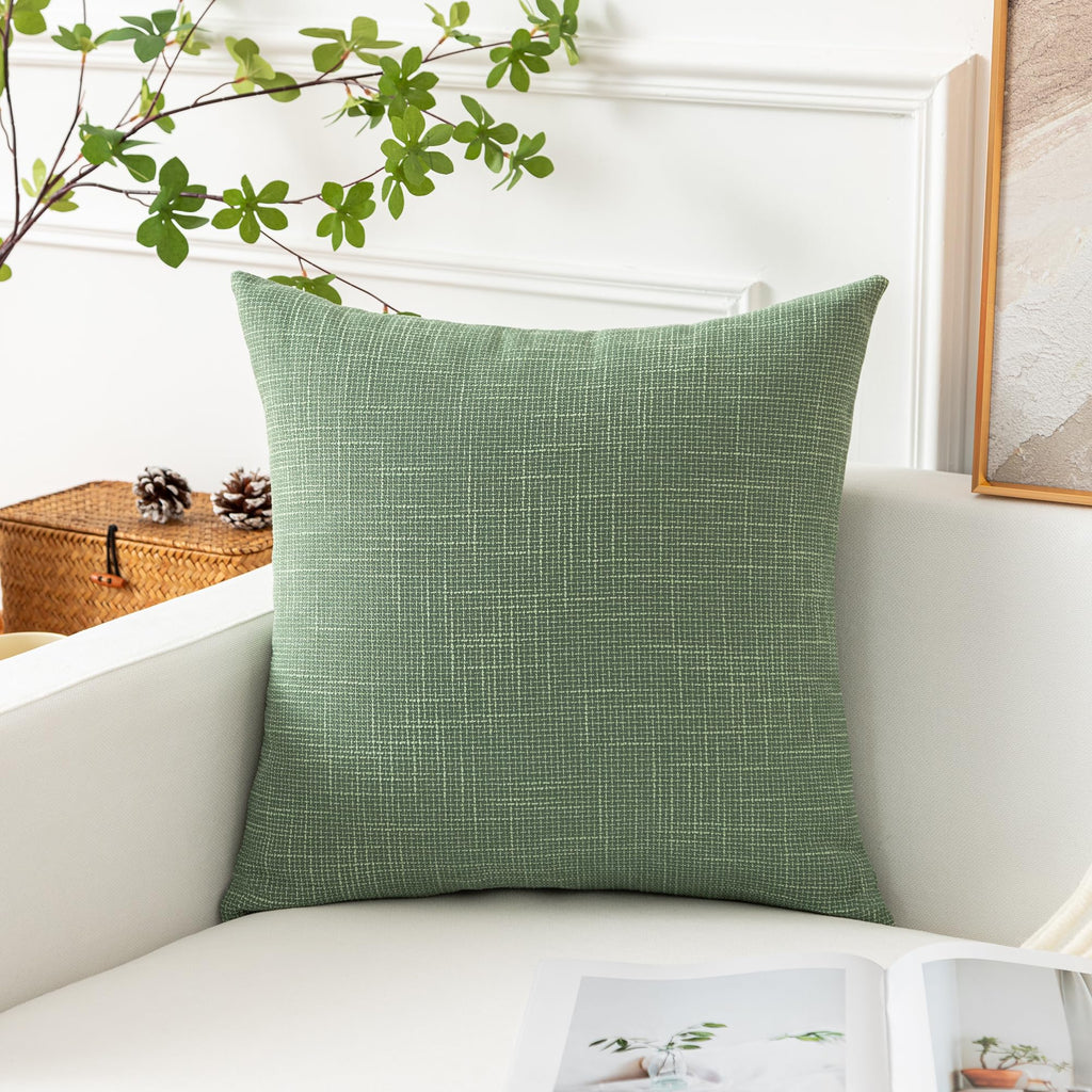 Kevin Textile Set Of 2 Sage Green Pillow Covers 18 X 18 Inch Spring Farmhouse Boho Decorative Throw Pillow Covers Linen Cushion Covers For Sofa Couch Décor