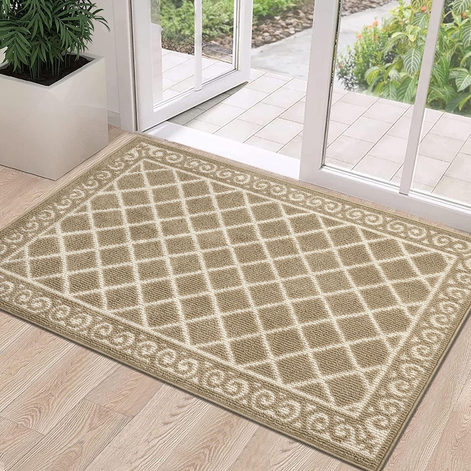 Hebe Indoor Door Mat 32'X48' Non Slip Front Door Welcome Mats Washable Shoe Mats Dirt Trapper For Entryway Low Profile Kitchen