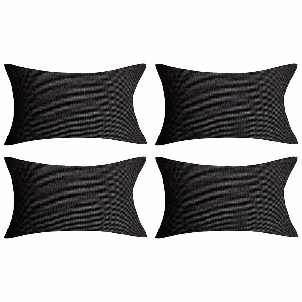 Home Brilliant 12X20 Pillow Cover Waterproof Halloween Black Outdoor Pillows For Patio Set Of 4, Rustic Throw Pillow Covers Sunb