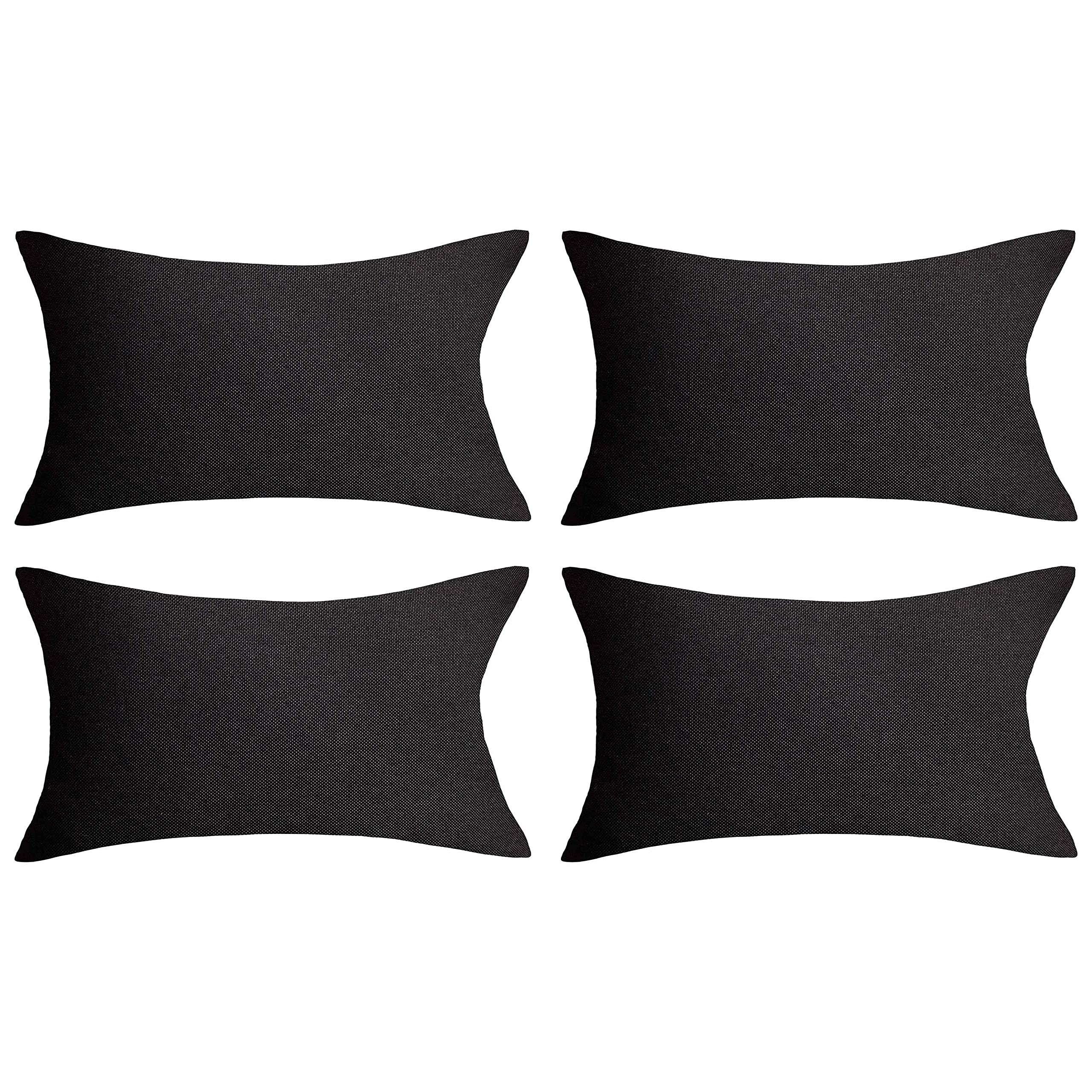 Home Brilliant 12X20 Pillow Cover Waterproof Halloween Black Outdoor Pillows For Patio Set Of 4, Rustic Throw Pillow Covers Sunb