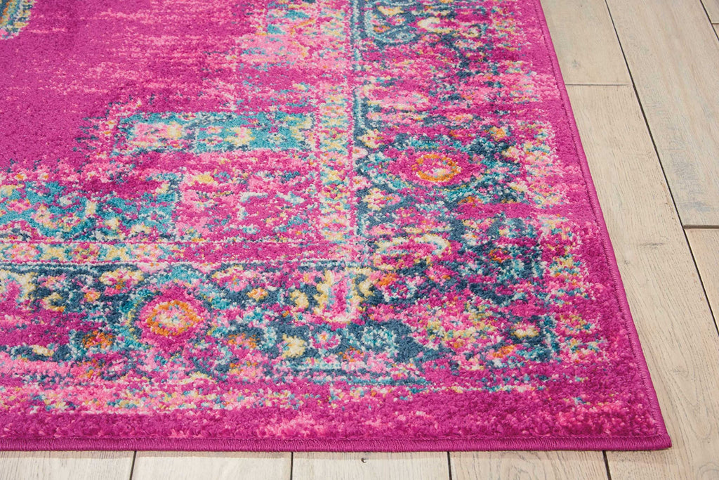 Nourison Passion Fuchsia 3'9' X 5'9' Area Rug, Boho, Traditional, Easy Cleaning, Non Shedding, Bed Room, Living Room, Hallway, (4' X 6')