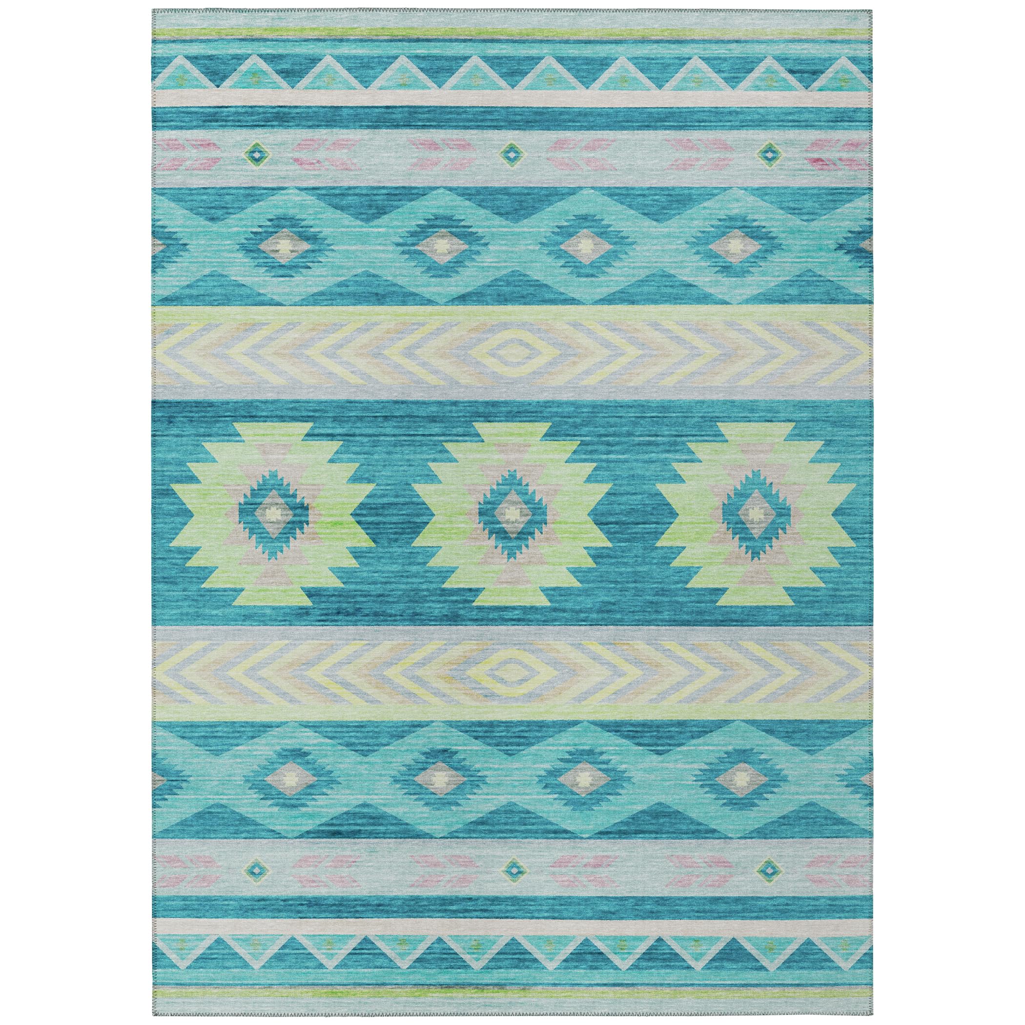 Addison Rugs Sonora Aso33 Blue 3' X 5' Indoor Outdoor Area Rug, Easy Clean, Machine Washable, Non Shedding, Bedroom, Living Room, Dining Room, Kitchen, Patio Rug