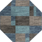Unique Loom Autumn Collection Area Rug - Providence (5' 3'' Octagon, Blue Gray/ Light Brown)