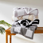 R.Share Black And White Checkered Throw Blanket 50X70 Inch Reversible, Microfiber Soft Comfy Cozy Lightweight Fluffy Fuzzy Warm