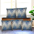 Im Fab Silky Rose Jacquard Fabric Decorative Throw Cushion Cover 12X12 Set Of 5 Pcs (Blue)