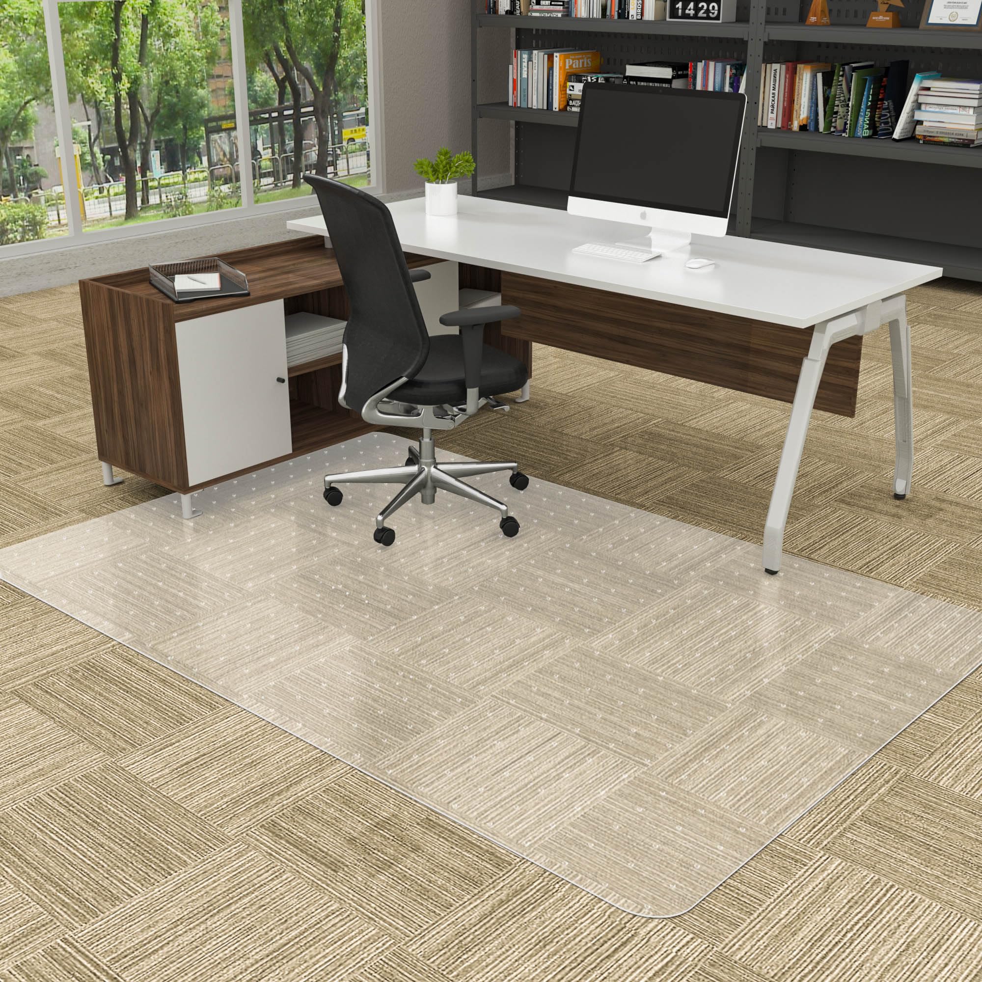 Amyracel Large Office Chair Mat For Low Pile Carpet - 46' X 96' Clear Computer Desk Mat For Home & Offices, Easy Glide Plastic