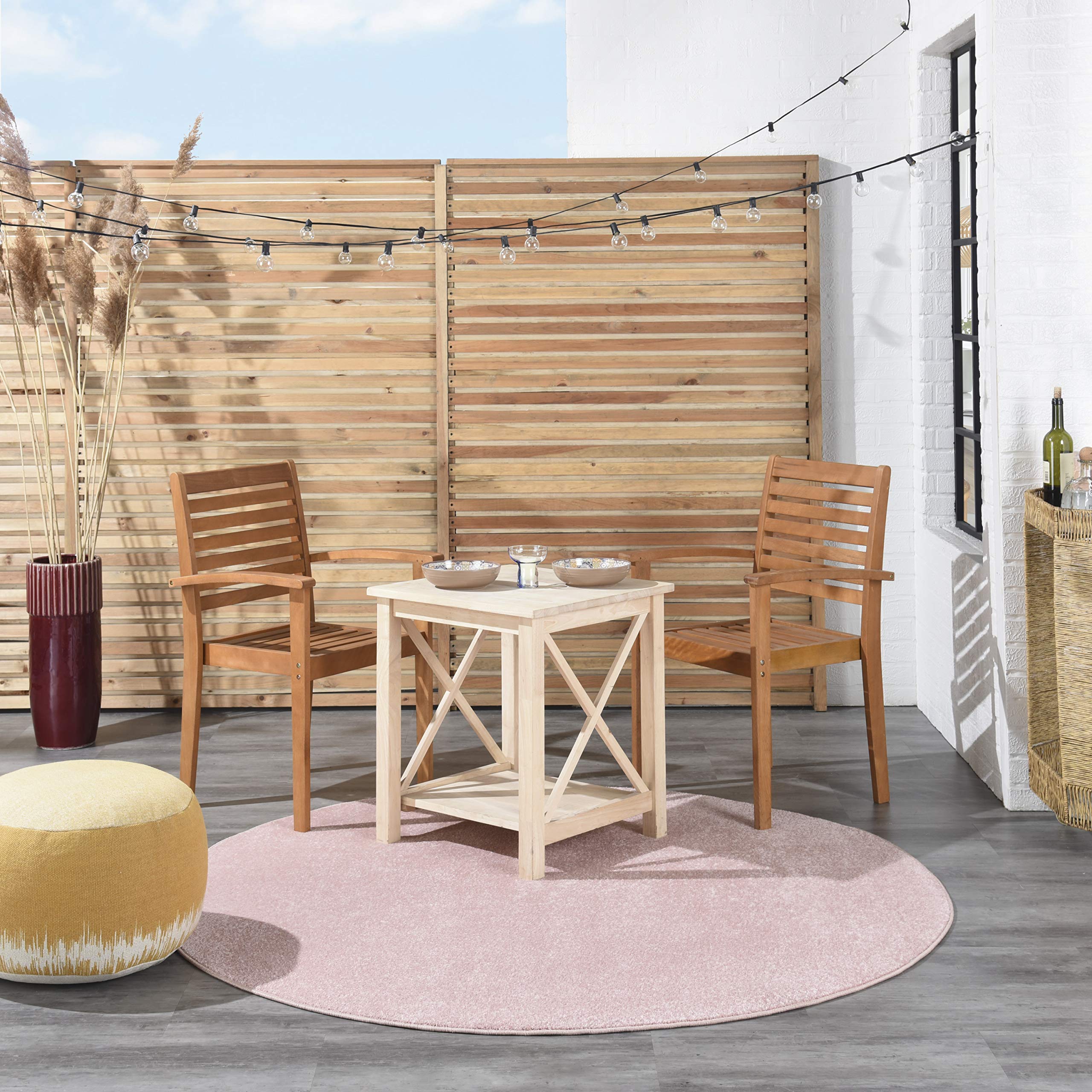 Nourison Essentials Indoor/Outdoor Pink 6' X Round Area -Rug, Easy -Cleaning, Non Shedding, Bed Room, Living Room, Dining Room, Backyard, Deck, Patio (6 Round)