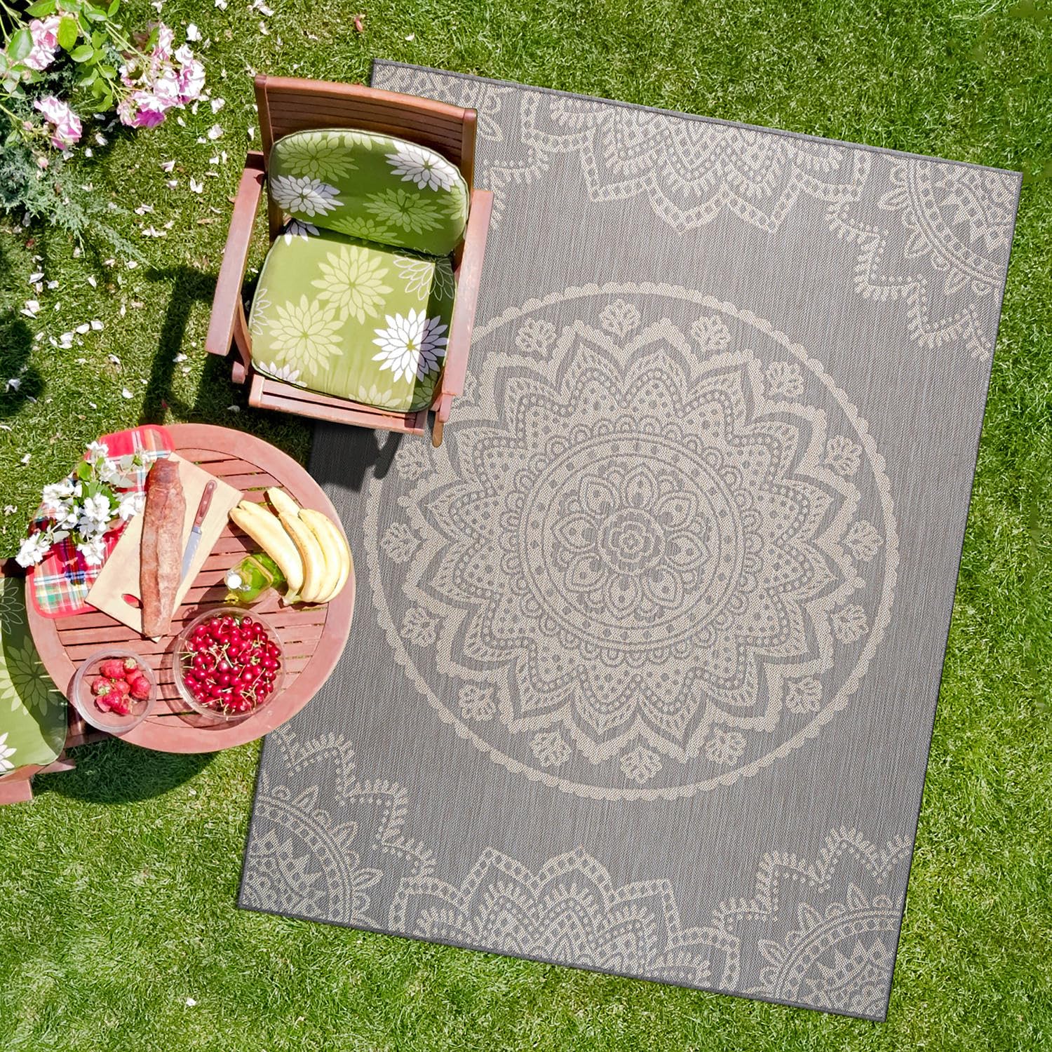 Camilson Outdoor Rug - Modern Area Rugs For Large Indoor And Outdoor Patios, Kitchen And Hallway Mats - Washable Outside Carpet