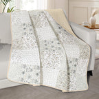 Exclusivo Mezcla Microfiber Boho Patchwork Pattern Quilted Throw Blanket for Bed/Couch/Sofa, Soft and Lightweight (50''x 60'', G