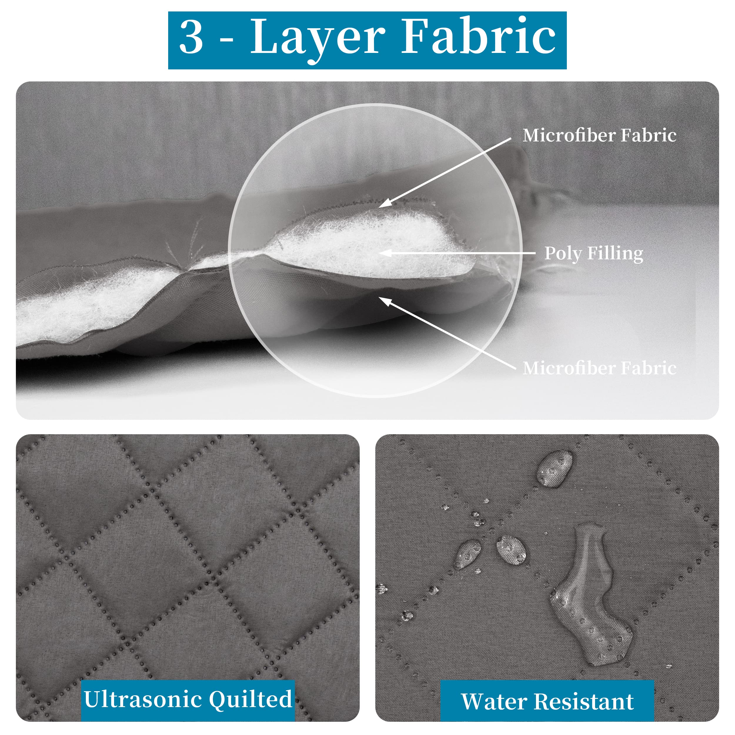 Easy-Going Quilted Microfiber Office Chair Cover With Soft Memory Foam Seat Cushion Water Resistant Desk Computer Chair Slipcover Anti-Slip Chair Protector (Medium, Gray)