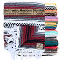 Del Mex Classic Mexican Blanket, Large Authentic Woven Falsa Throw (75x50), Artisan Southwest D  cor for Beach, Yoga, Outdoors (