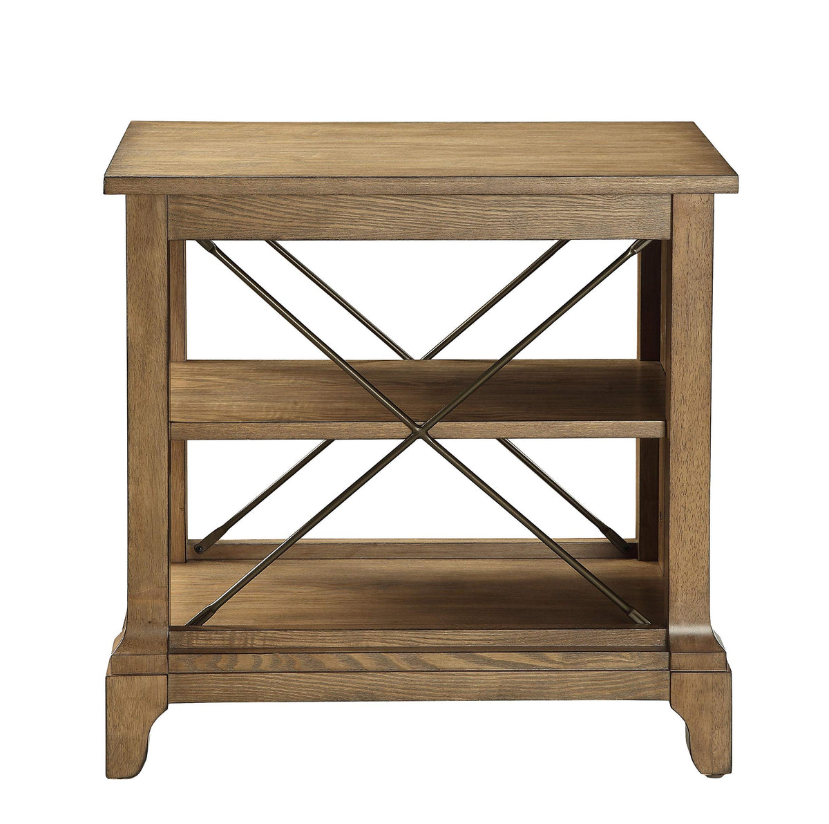 HomeRoots Furniture End Table in Oak, Multicolor