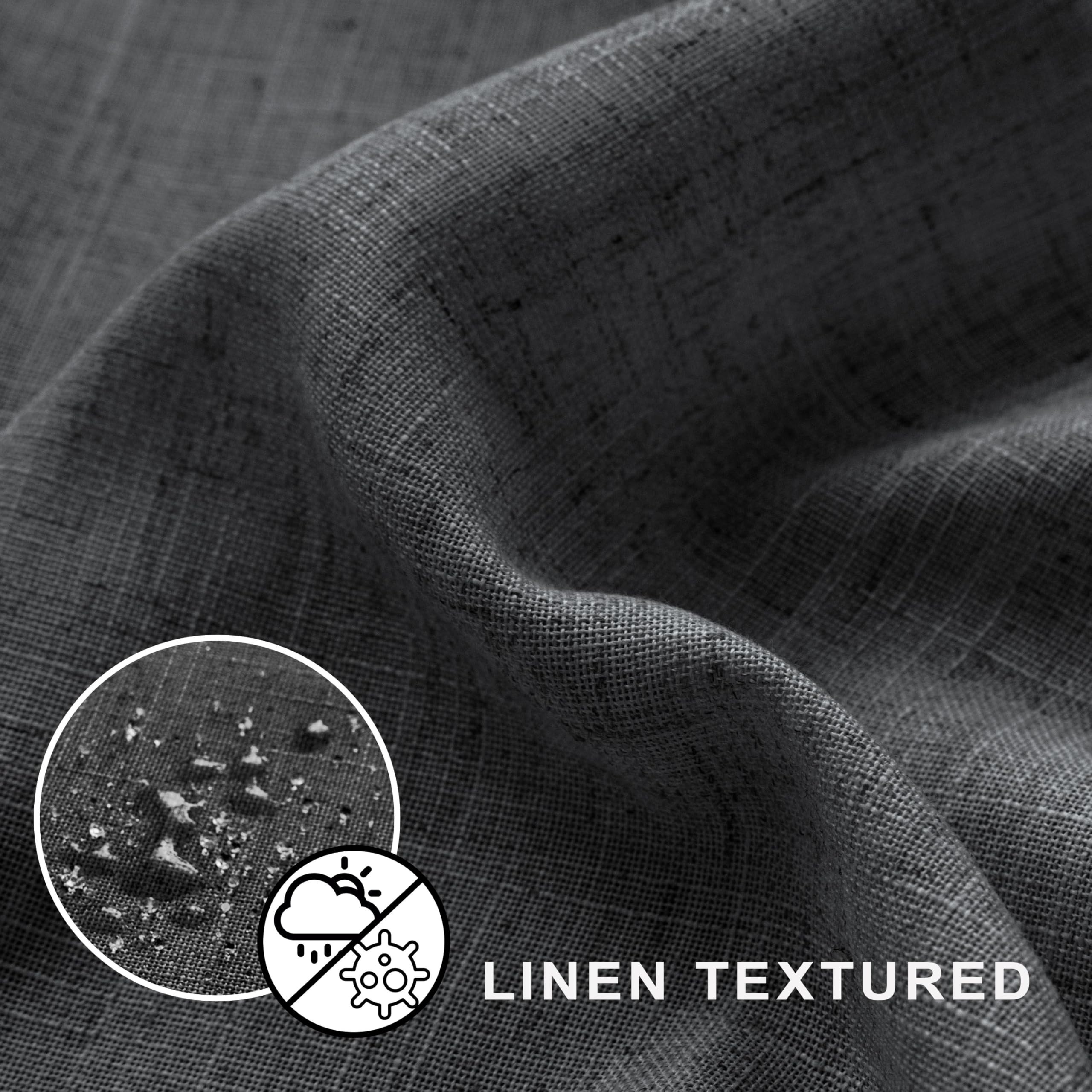 Koufall Dark Grey Waterproof Linen Fabric Shower Curtain For Bathroom 72X84 Inches Long