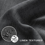Koufall Dark Grey Waterproof Linen Fabric Shower Curtain For Bathroom 72X84 Inches Long