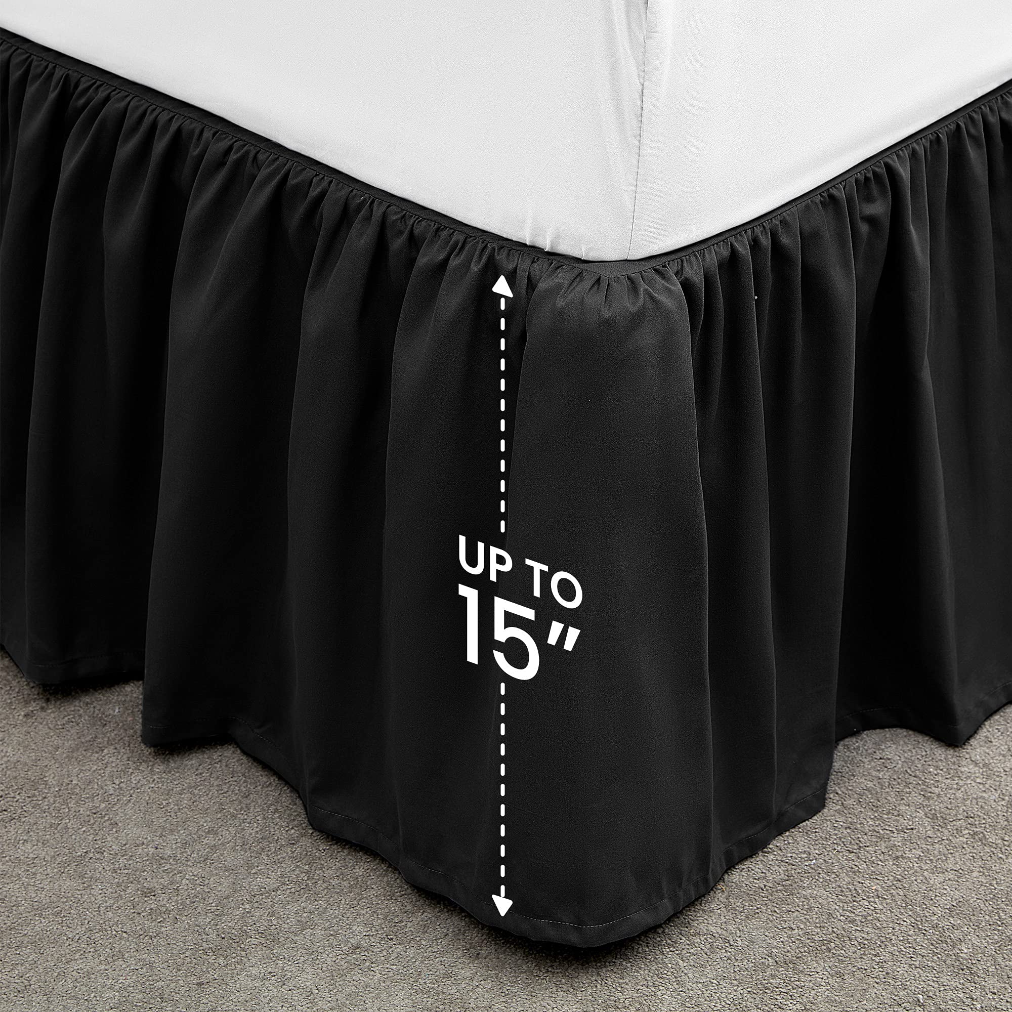 Sleep Zone Ruffled Bed Skirts Twin Size, Anti-Static Bedskirt Dust Ruffles With 15 Inches Tailored Drop, Easy Fit, Fade Resistan