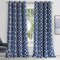 homeroots home decor NEW 84'' Navy Blue Trellis Black Out Window Curtain Panel
