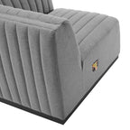 Modway Conjure Modern Channel Tufted Fabric Right Corner Chair in Gray