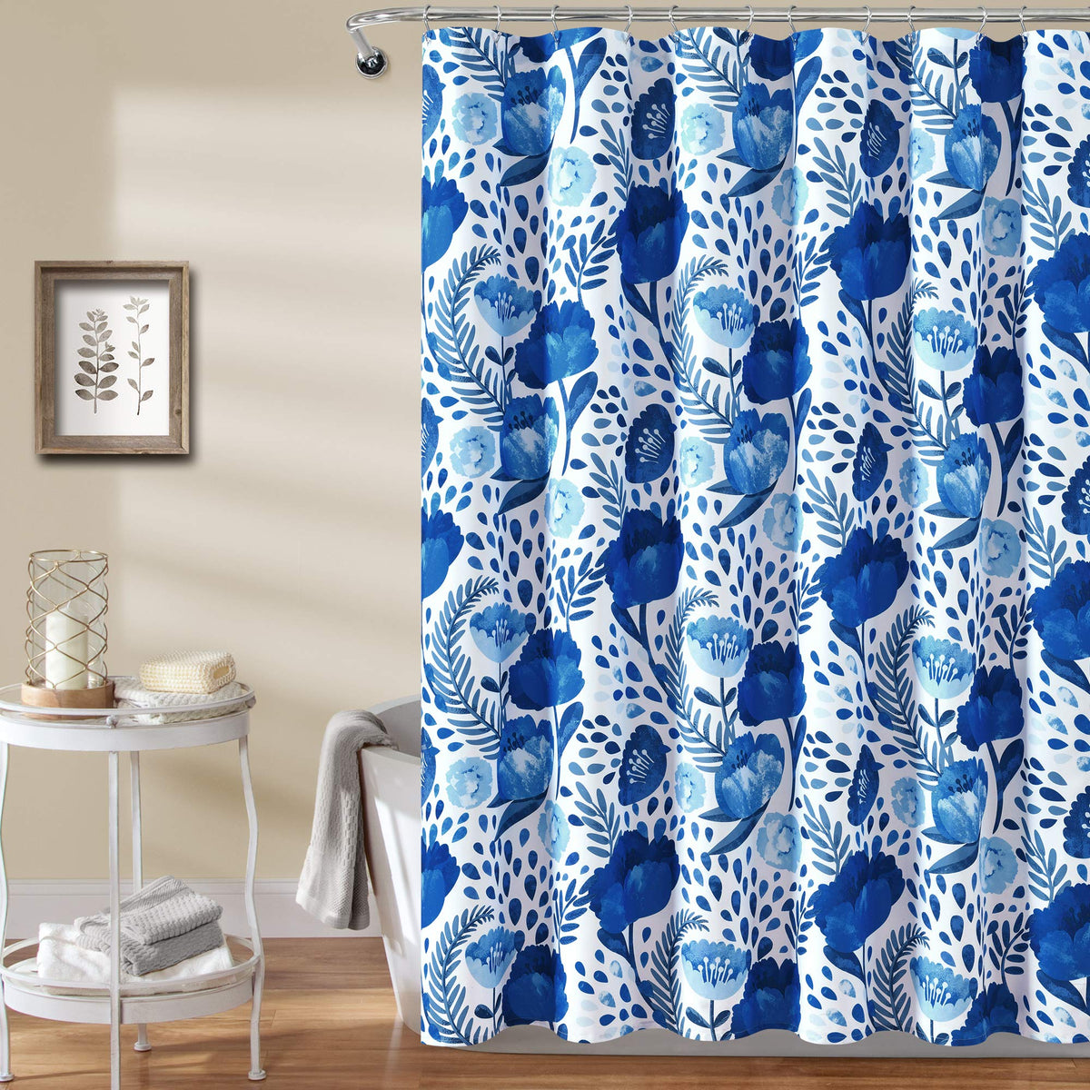 Lush Decor Blue Poppy Garden Shower Curtain, 72' X 72'