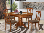East West Furniture AVNA5-SBR-C Avon 5 Piece Set for 4 Includes an Oval Table with Butterfly Leaf and 4 Linen Fabric Kitchen Dining Chairs, 42x60 Inch