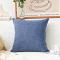 Home Brilliant Burlap Lined Linen Throw Pillow Covers Decorative for Couch, 18x18 inches(45x45cm), Navy Blue