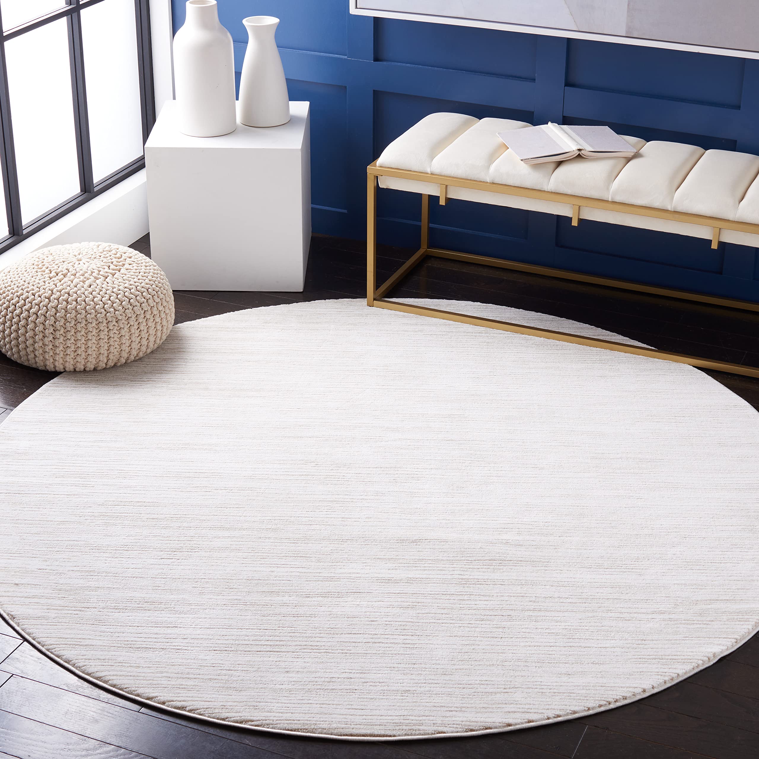 SAFAVIEH Vision Collection 5 Round Ivory VSN606J Modern Ombre Tonal Chic Non-Shedding Area Rug
