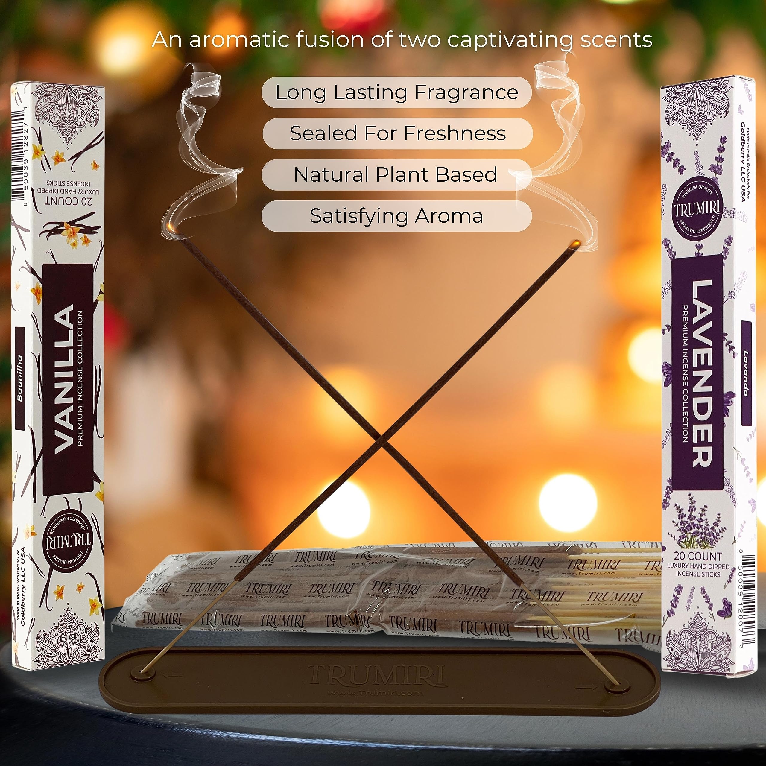Trumiri Incense Sticks - Combo Pack Of 40 Insence-Sticks - 20 Vanilla + 20 Lavender - Insenses - Insents - Incents - Inscense -