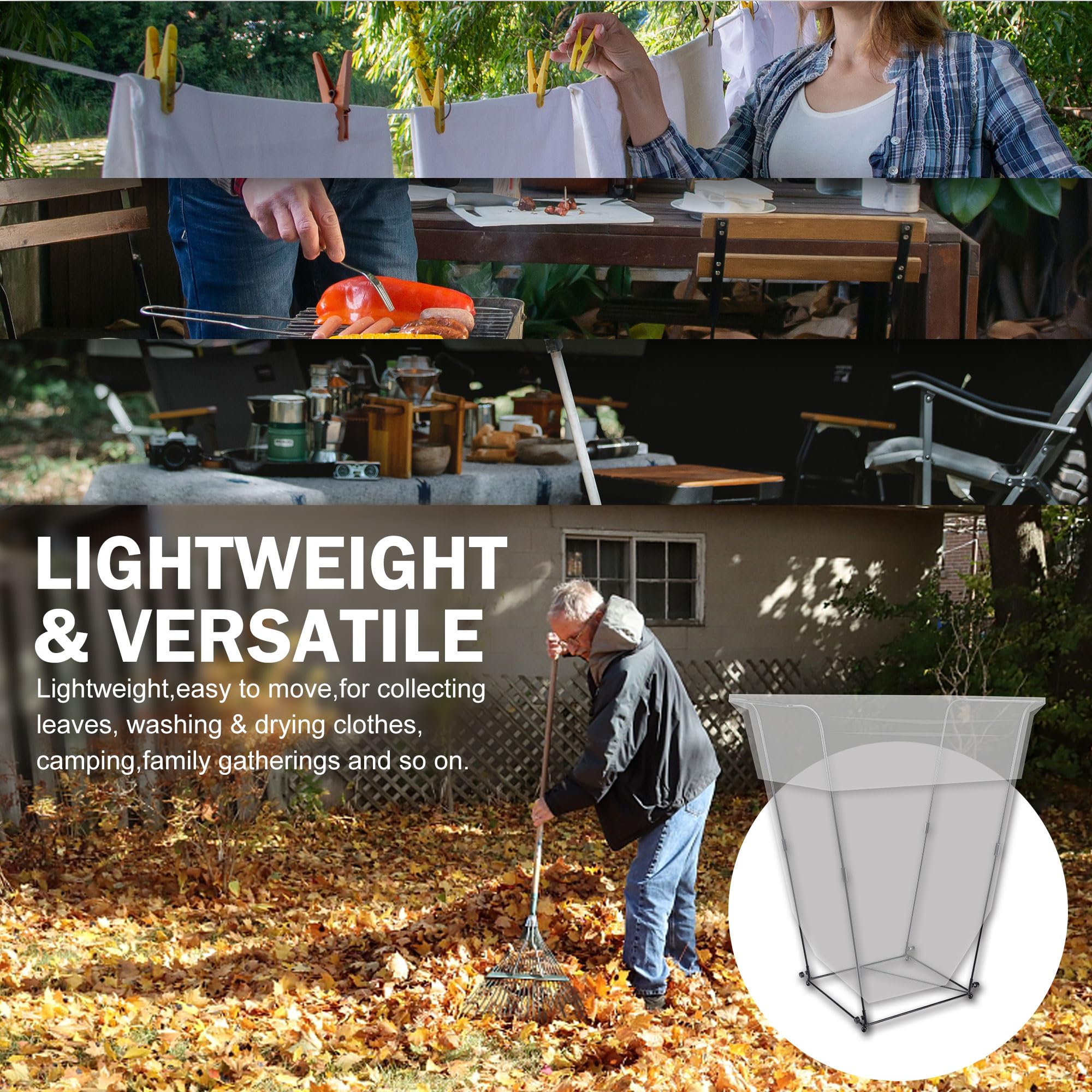 Metal Trash Bag Holder - Garbage Bag Holder Frame Holds 30-45 Gallon Bags-Multi-Use Outdoor Leaf Bag Stand For Yard Camping Gard