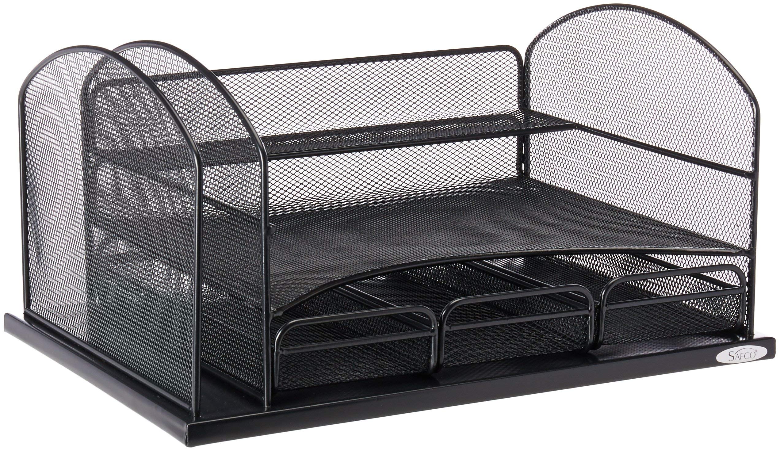 Safco Products 3252Bl Onyx Mesh Desktop Organizer With 3 Drawers, Black 16' X 11.4' X 8'