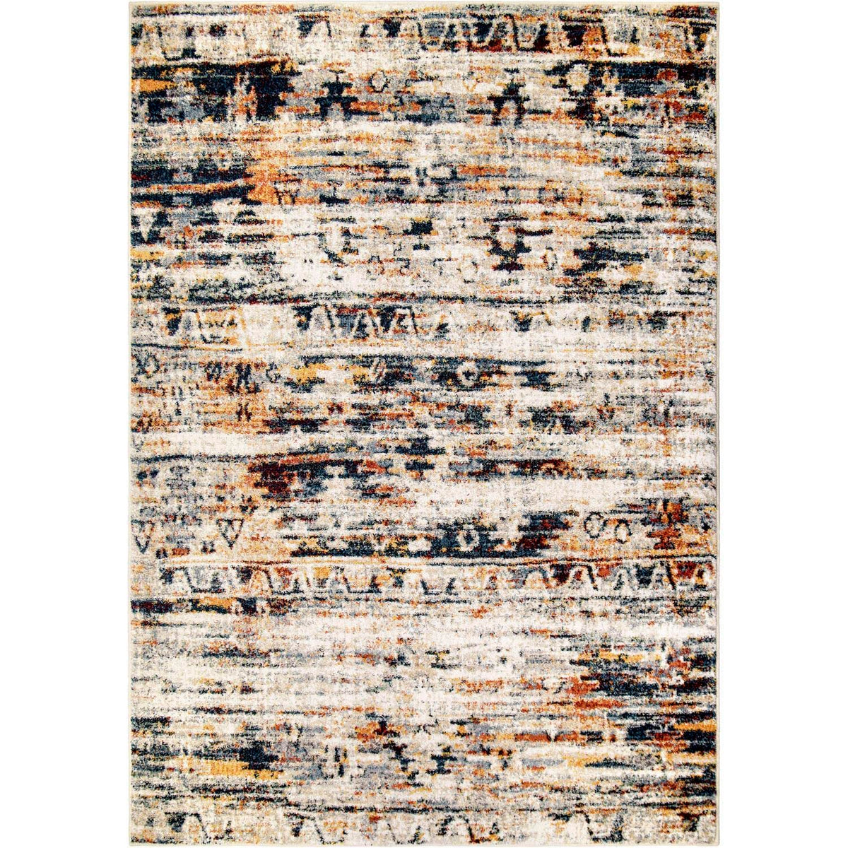 Orian Rugs Studio Arido Performance - 6'7&quot; X 9'6&quot; Rectangle In Beige, Bohemian Style Indoor Home Office Bedroom Living Room Decor, Distressed Pattern, Durable, Easy To Clean, Plush Area Rug