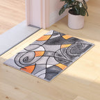Flash Furniture Jubilee Collection Abstract Area Rug - High Pile Orange Olefin Rug - 2' X 3' Area Rug - Jute Backing - Hallway, Entryway, Bedroom, Living Room
