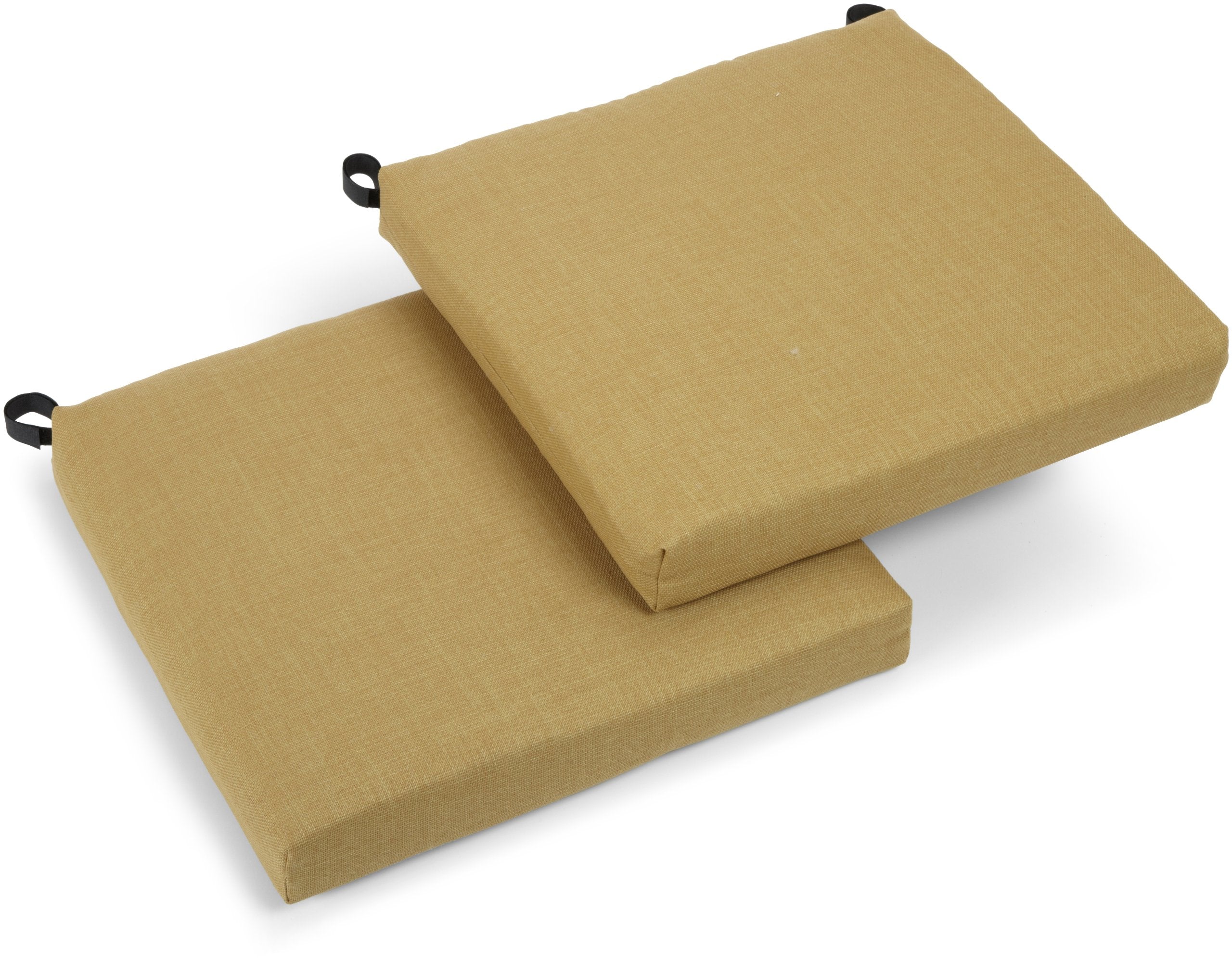 Blazing Needles Outdoor Spun Poly 19-Inch by 20-Inch by 3-1/2-Inch All Weather UV Resistant Zippered Cushions, Wheat, Set of 2
