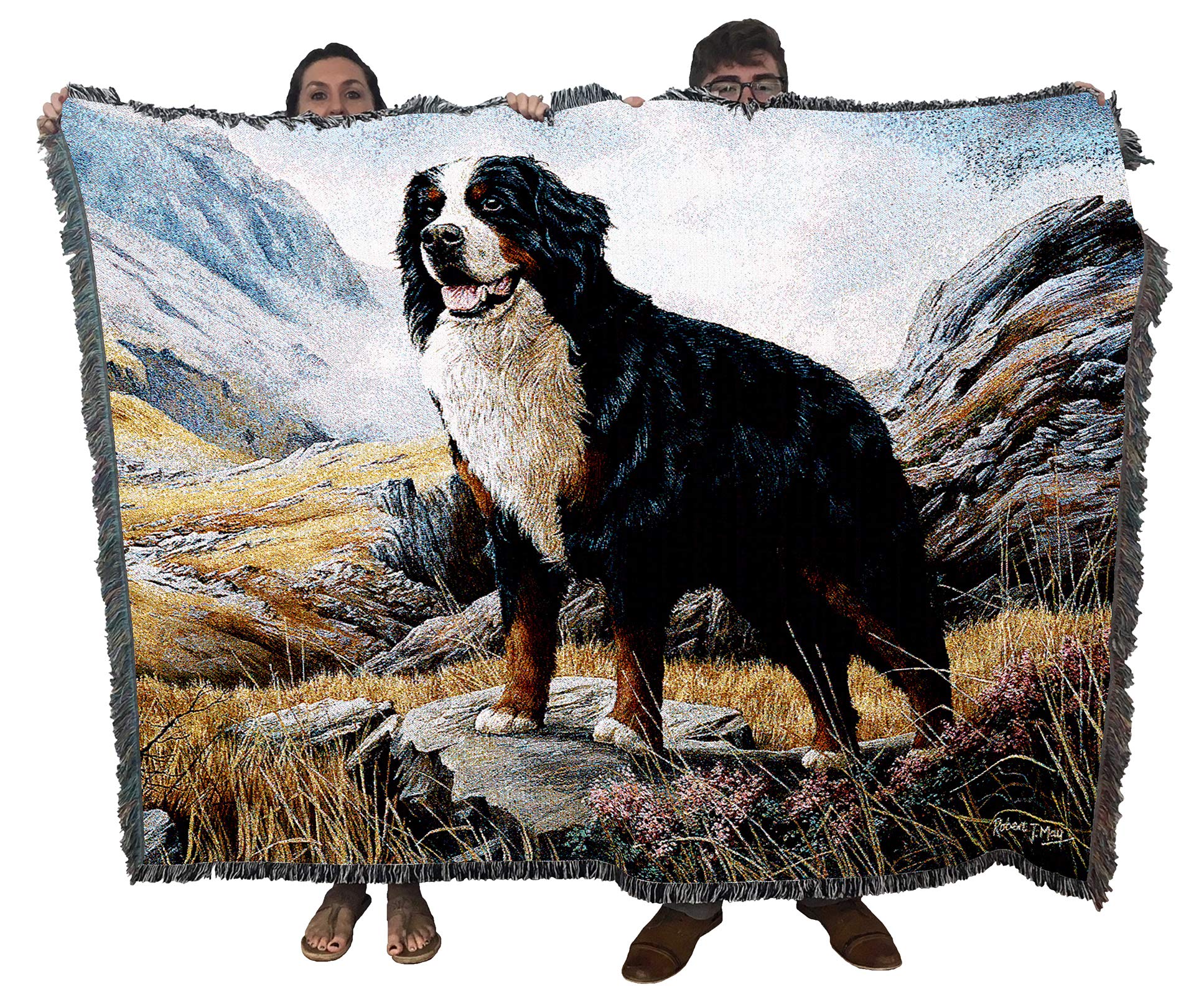 Pure Country Weavers Bernese Mountain Dog Blanket By Robert May - Gift For Dog Lovers - Tapestry Throw Woven From Cotton - Made