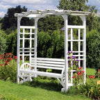 Vingli 55' Rustic Wooden Wheel Bench Outdoor Bench, 2-Person Patio Bench Wagon Slatted Seat, Garden Benches For Outdoors 350Lbs High Capacity, Weather Resistance (White)