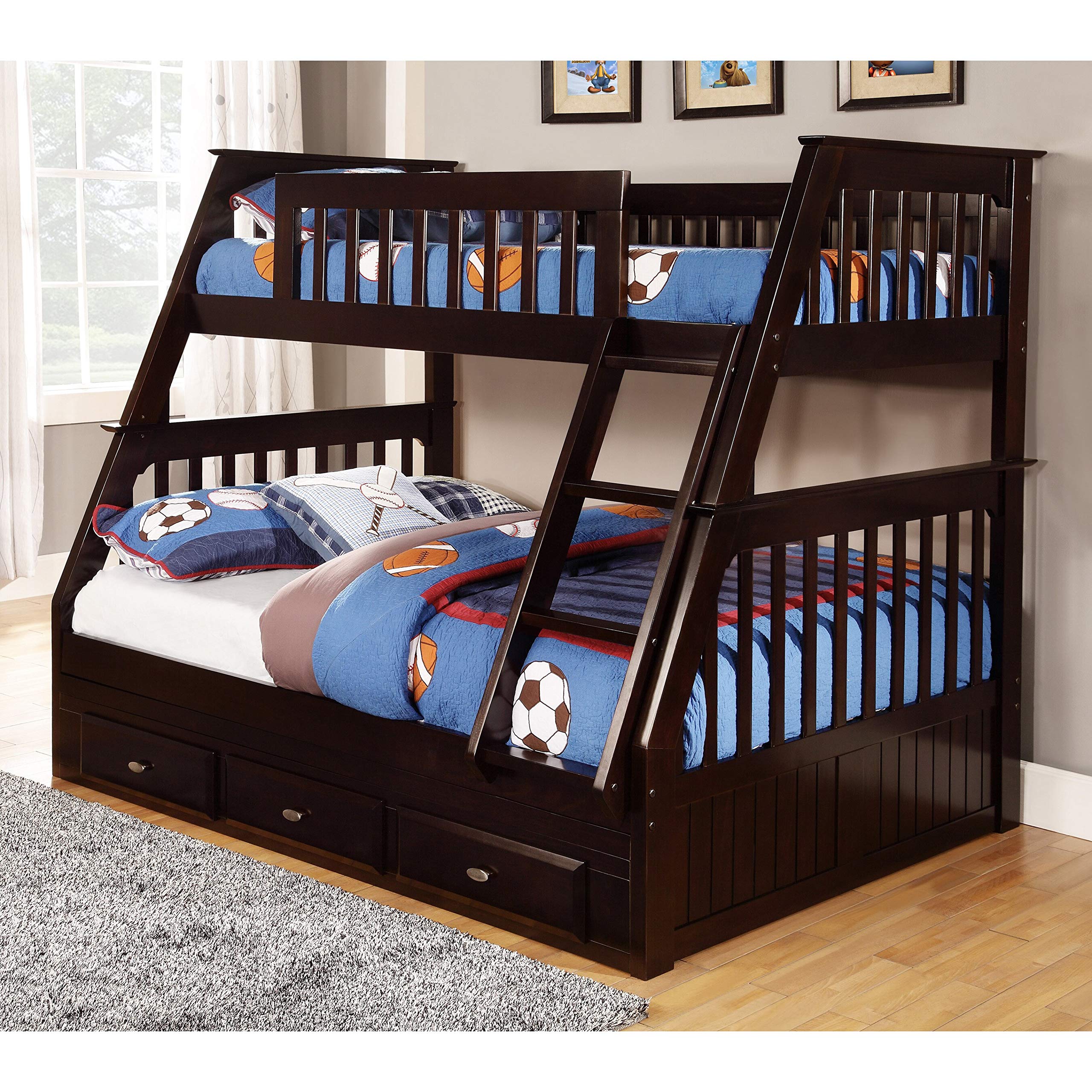 American Furniture Classics Espresso Wood 3-drawer Bunk Bed