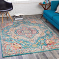 Livabliss Romaine Vintage Medallion Area Rug, 7'10'' x 10'3'', Sky Blue