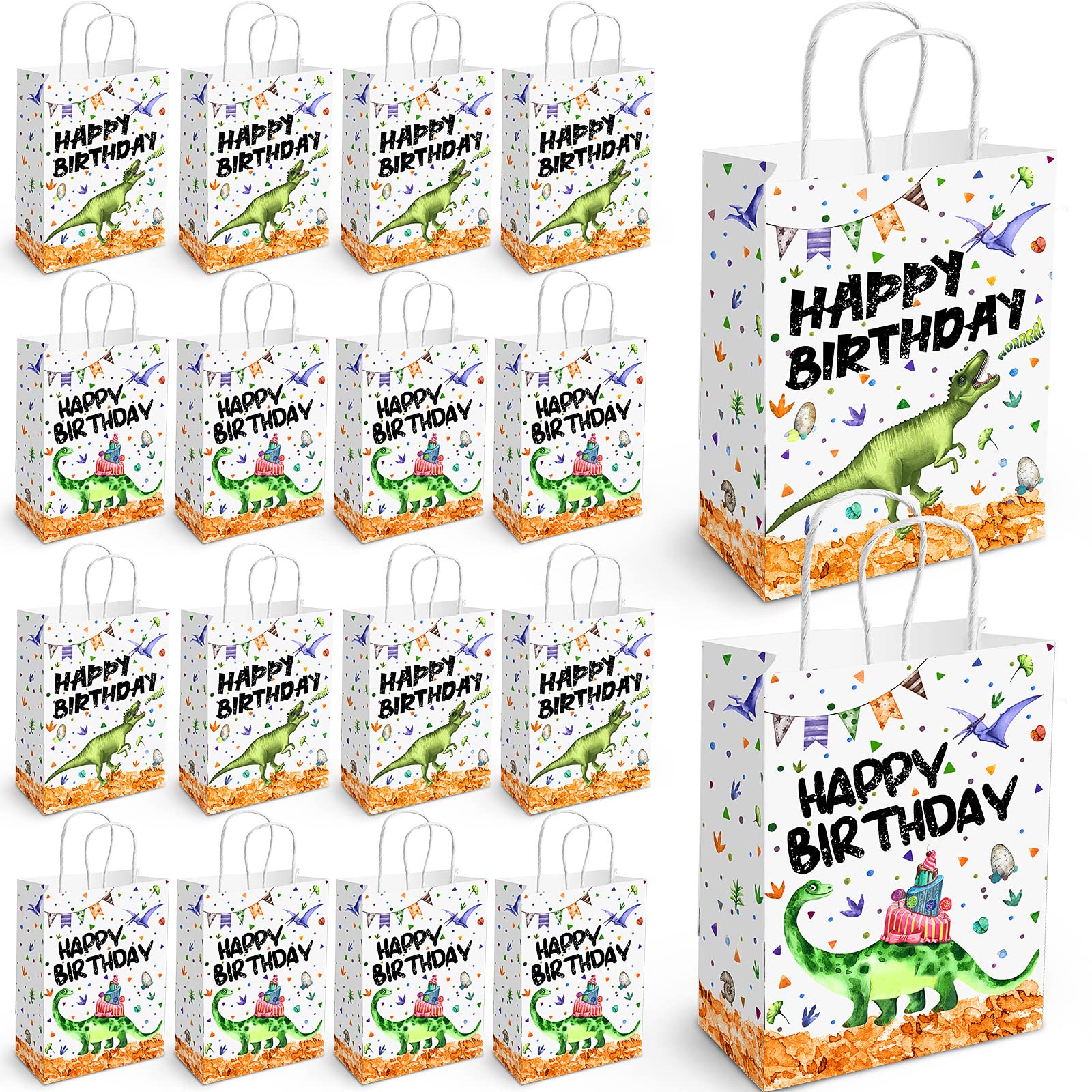 Containlol Dinosaur Birthday Party Bags Happy Birthday Gift Bags Dino Theme Watercolor Dinosaur Candy Treat Goodies Party Favors