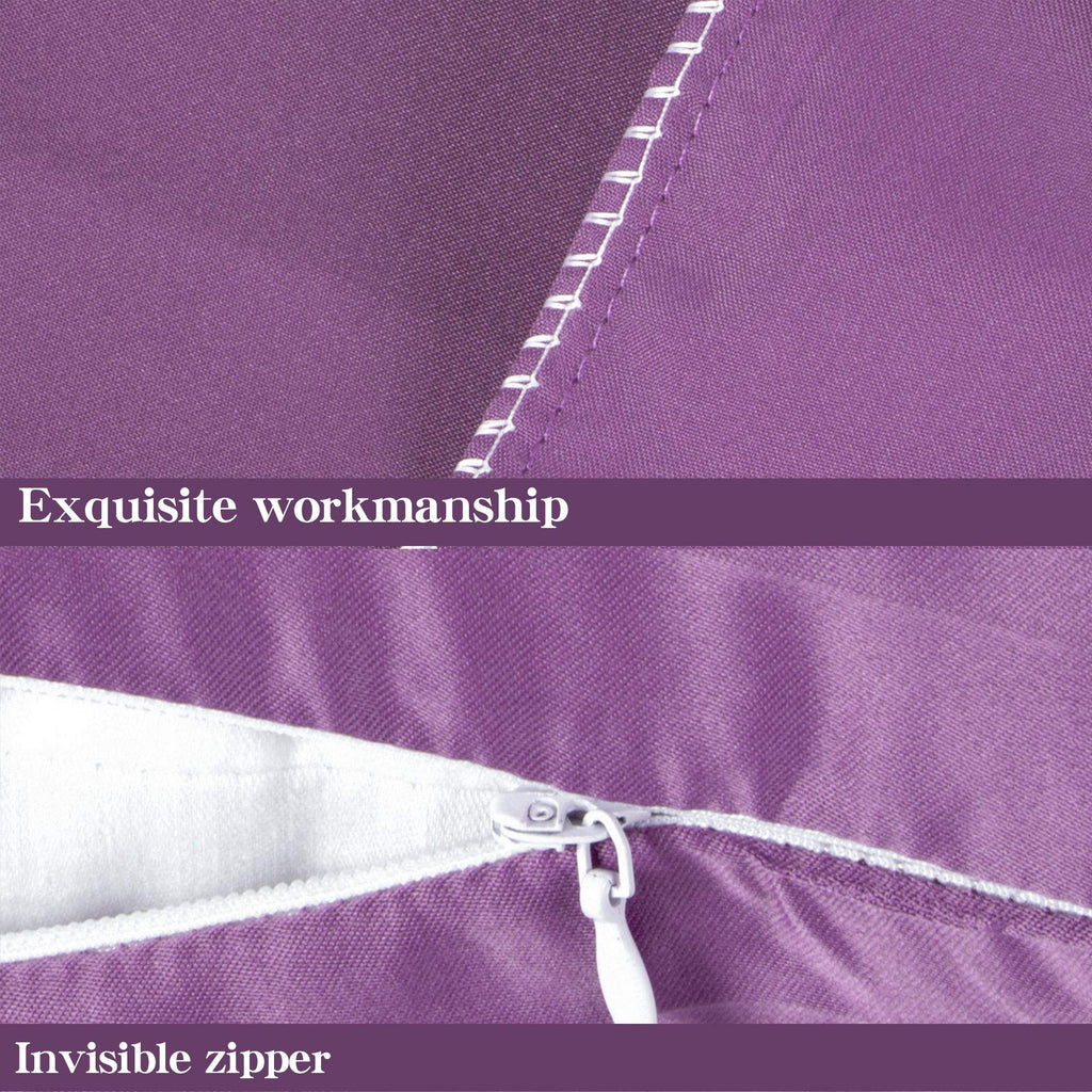 Ntbay Zippered Satin Pillow Cases For Hair And Skin, Luxury Standard Hidden Zipper Pillowcases Set Of 2, 20X26 Inches, Purple